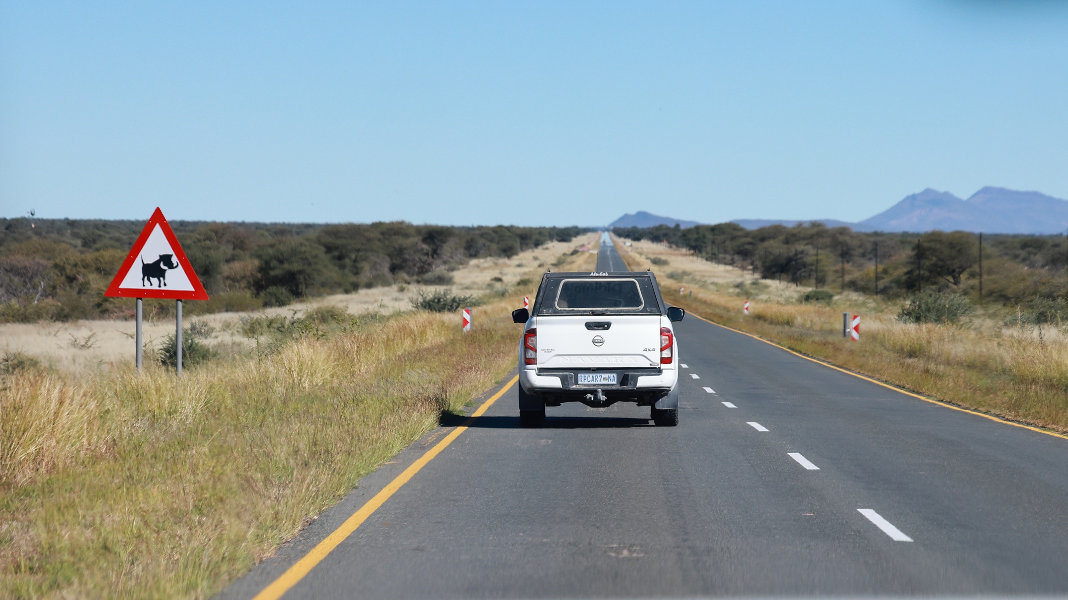 From Opuwo to Windhoek - Road with a traffic sign